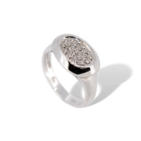 Anello veretta da donna in oro bianco 18 kt con pavé di diamanti G VS 0.13 ct – Idee Preziose dal 1987 - IP.AK18B/79D